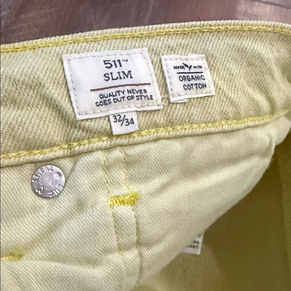 Levi's Made & Crafted 511 Slim Jeans - Pistachio / Pale Yellow NWT 32x34